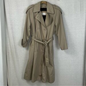 Vintage London Fog Town Tan Double Breasted Trench Collared Coat Jacket 8 Petite